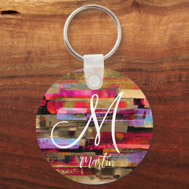 Personalized monogrammed Abstract Acrylic Keychain (Back)