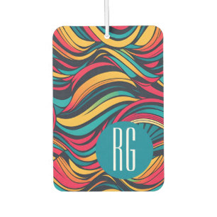 Personalized Monogrammed Abstract Waves Pattern Air Freshener