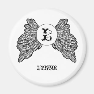 Personalized Monogrammed Angel Wings Magnet