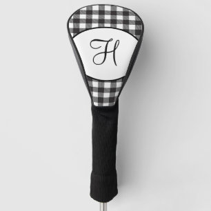 Personalized Monogrammed Black and White Plaid Golf Head Cover