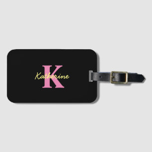 Personalized Monogrammed Black Modern  Luggage Tag