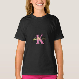Personalized Monogrammed Black Modern T-Shirt