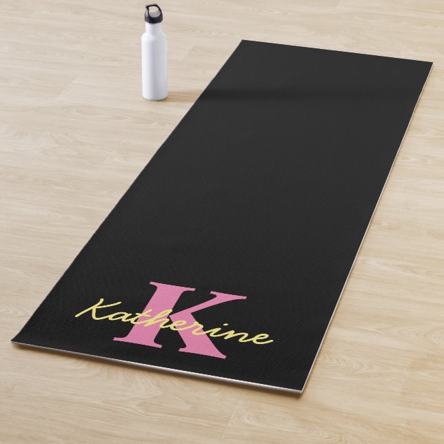 Personalized Monogrammed Black Modern Yoga Mat (In Situ)