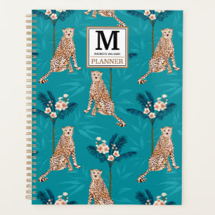 Personalized Monogrammed Blue Leopard Pattern 2023 Planner