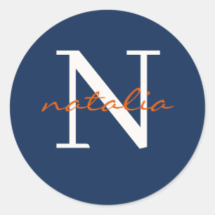 personalized monogrammed classic round sticker