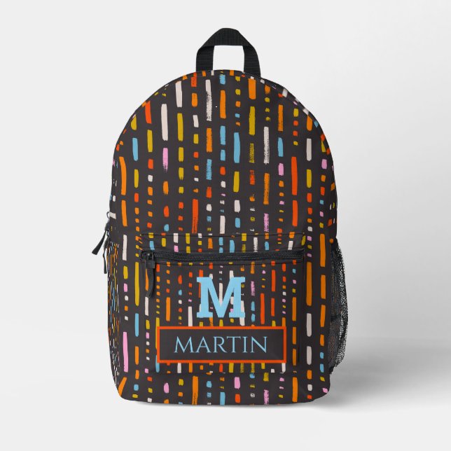 Personalized monogrammed colourful Abstract Printed Backpack (Front)