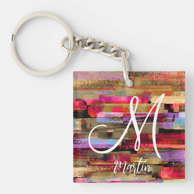Personalized monogrammed colourful keychains (Front)