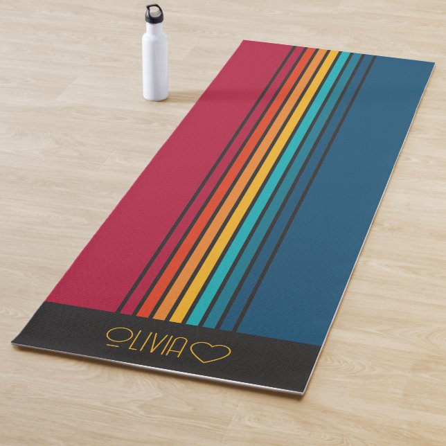 Personalized Monogrammed Colourful Striped  Yoga Mat (In Situ)