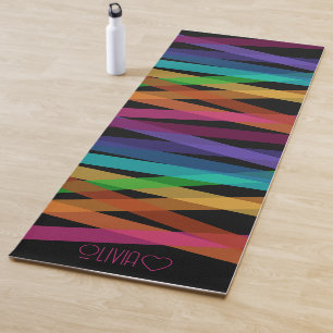 Personalized Monogrammed Colourful Striped Yoga Mat