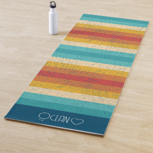 Personalized Monogrammed Colourful Striped  Yoga Mat