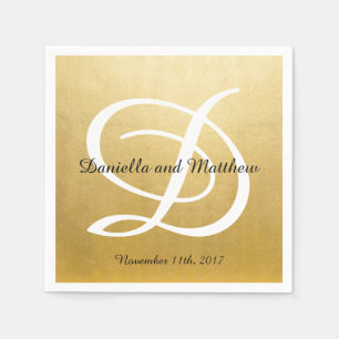 Personalized Monogrammed Custom Gold Foil Wedding Napkin