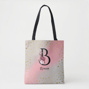 Personalized Monogrammed Customized Letter B Name Tote Bag