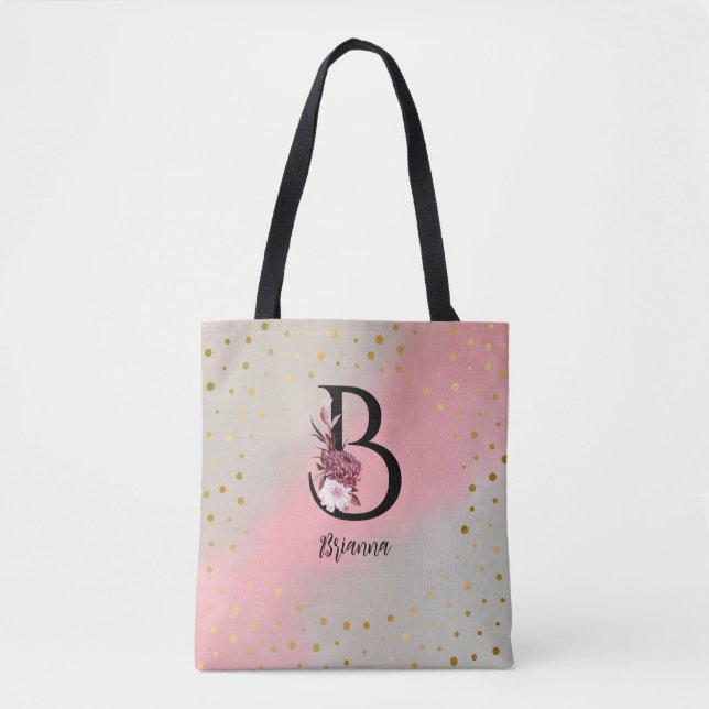 Personalized Monogrammed Customized Letter B Name Tote Bag (Front)