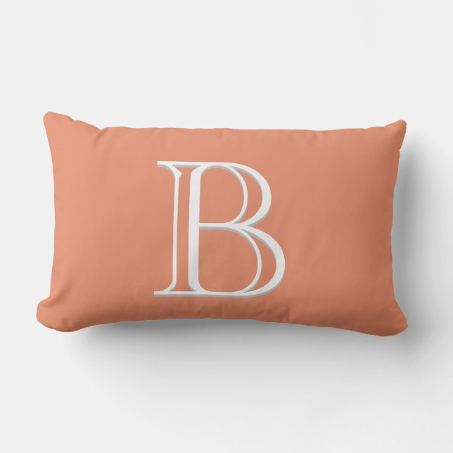 Personalized Monogrammed Dark Peach Decorative Lumbar Pillow (Front)