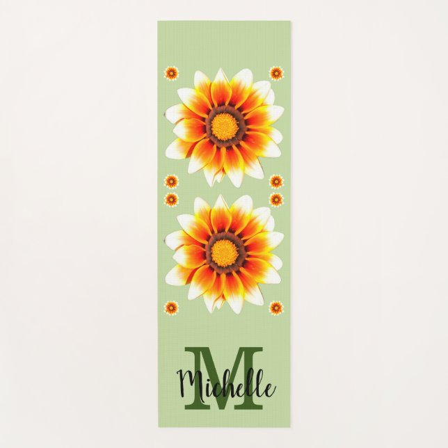 Personalized Monogrammed Floral  Yoga Mat (Front)