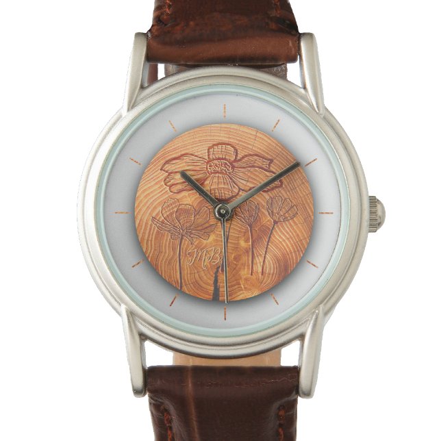 Personalized Monogrammed & Flourished wood centre Watch (Creator Uploaded)