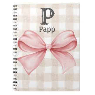 Personalized Monogrammed Gingham Coquette Bow Notebook