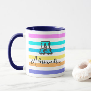 Personalized Monogrammed Girly Rainbow Coffee Mug