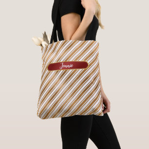 Personalized Monogrammed Gold Foil Overlay Pattern Tote Bag