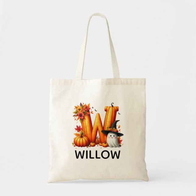 Personalized Monogrammed Halloween Tote Bag (Front)