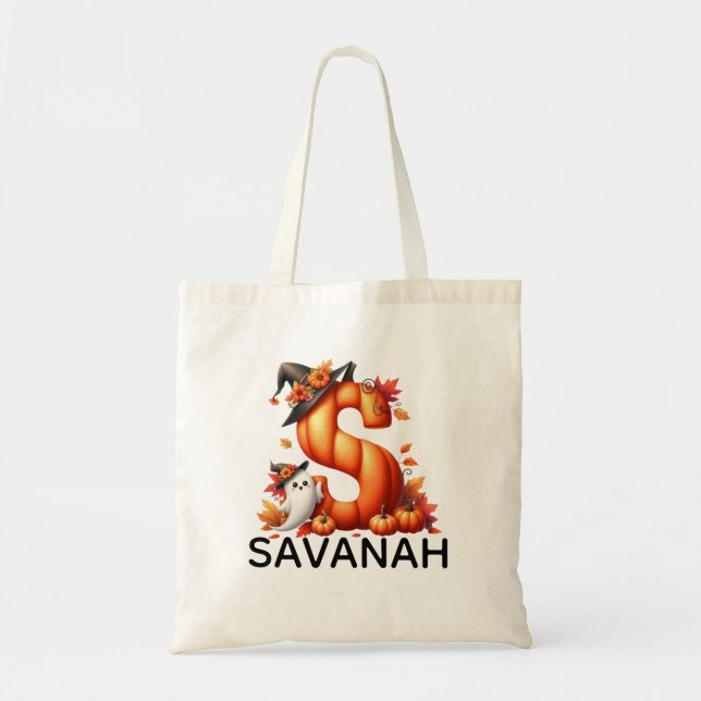 Personalized Monogrammed Halloween Tote Bag (Front)