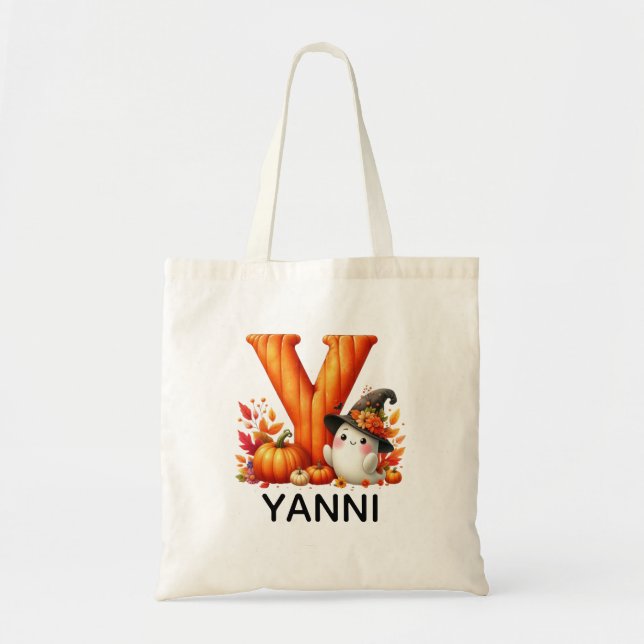 Personalized Monogrammed Halloween Tote Bag (Front)