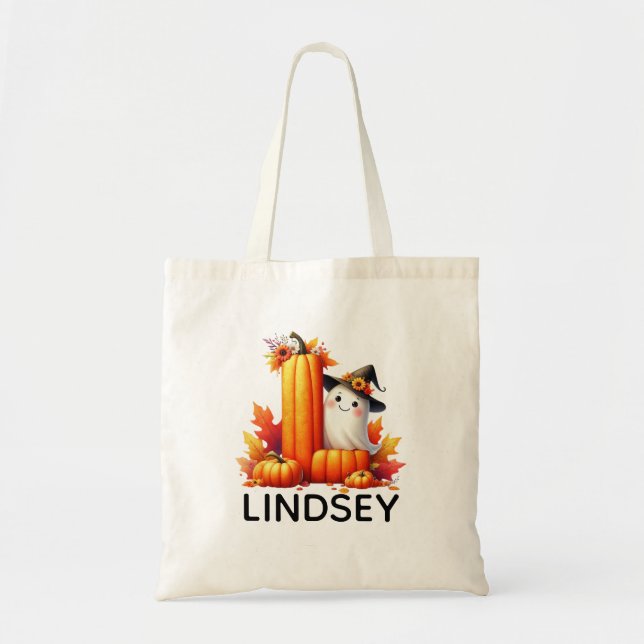 Personalized Monogrammed Halloween Tote Bag (Front)