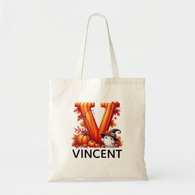 Personalized Monogrammed Halloween Tote Bag (Front)