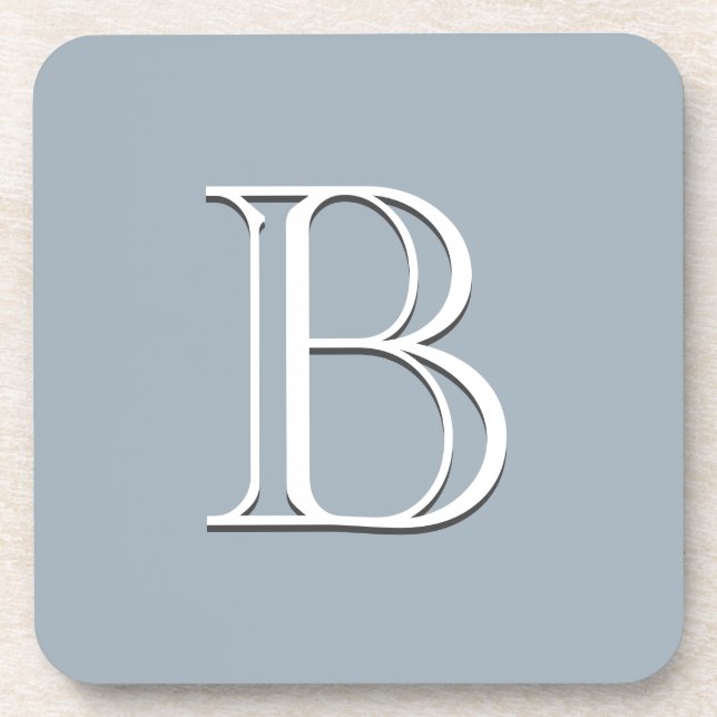 Personalized Monogrammed Initial Soft Blue & White Coaster (Front)