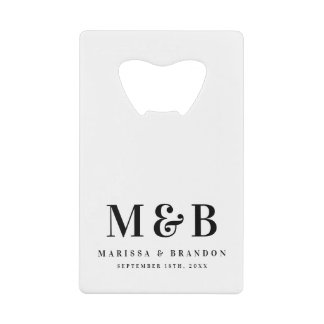 Personalized Monogrammed Initials Wedding Favors Credit Card Bottle Opener