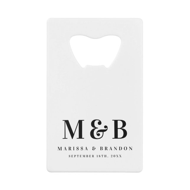 Personalized Monogrammed Initials Wedding Favors Credit Card Bottle Opener (Front)