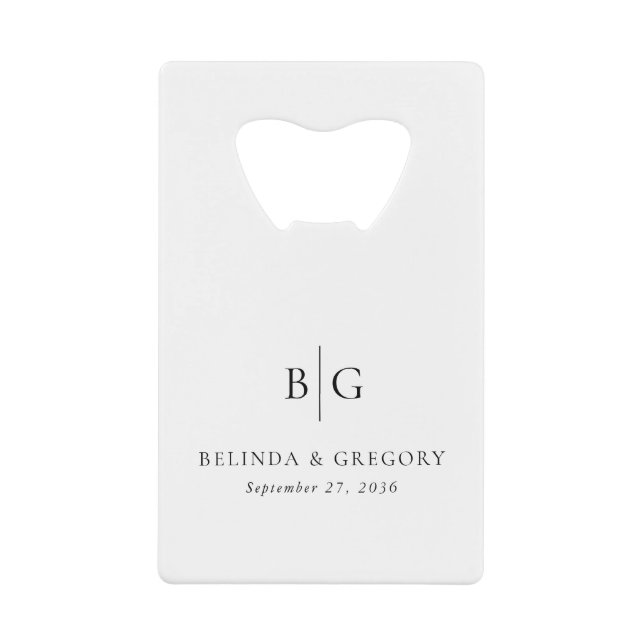 Personalized Monogrammed Initials Wedding Favors Credit Card Bottle Opener (Front)