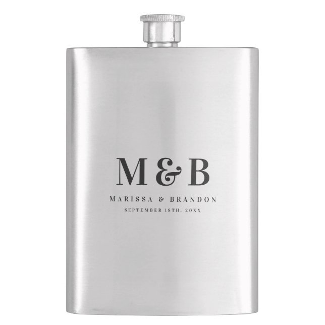 Personalized Monogrammed Initials Wedding Favours Hip Flask (Front)
