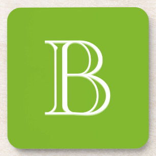 Personalized Monogrammed Letter Initial Green Coaster