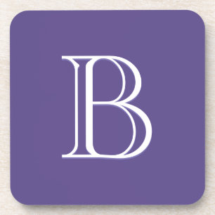 Personalized Monogrammed Letter Initial Purple Coaster