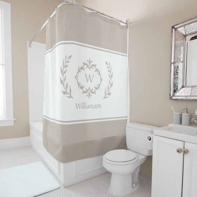 Personalized Monogrammed Name Initial Beige White  (In Situ)