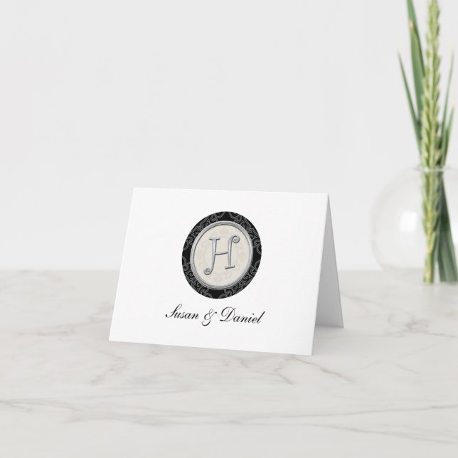 Personalized Monogrammed Note Cards:Initial H Card (Front)