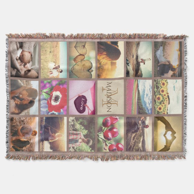 Personalized monogrammed photo throw blanket (Front)