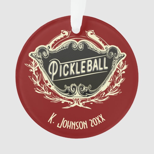 Personalized Monogrammed Pickleball Ornament (Front)