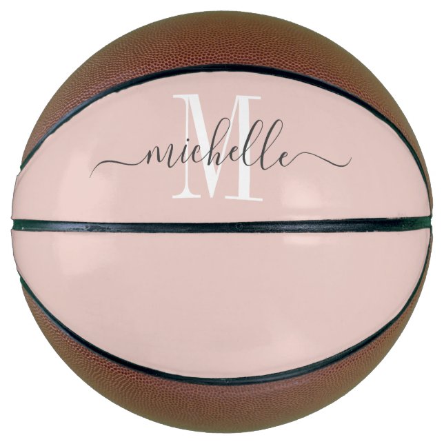 Personalized Monogrammed Pink Basketball (Front)