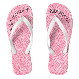 Personalized Monogrammed Pink Glitter Bridesmaid Flip Flops
