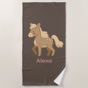 Personalized Monogrammed Pony Horse Girl  Beach Towel