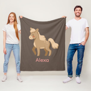 Personalized Monogrammed Pony Horse Girl  Fleece Blanket