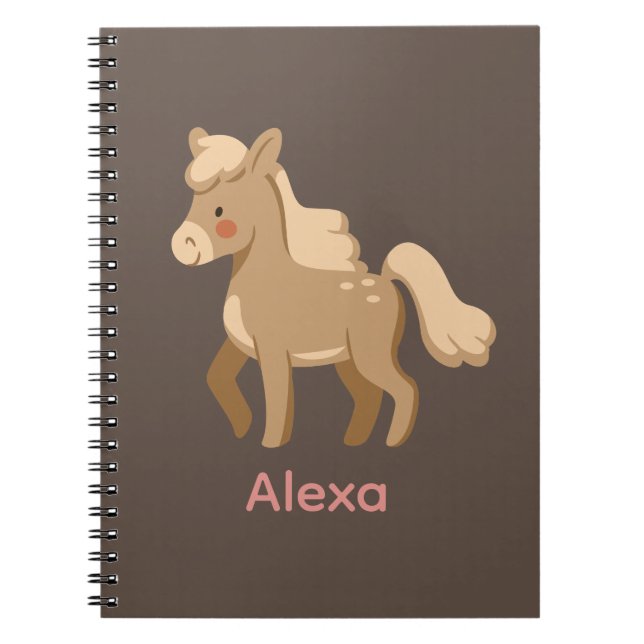 Personalized Monogrammed Pony Horse Girl  Notebook (Front)