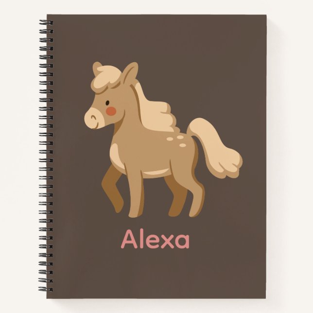 Personalized Monogrammed Pony Horse Girl  Notebook (Front)