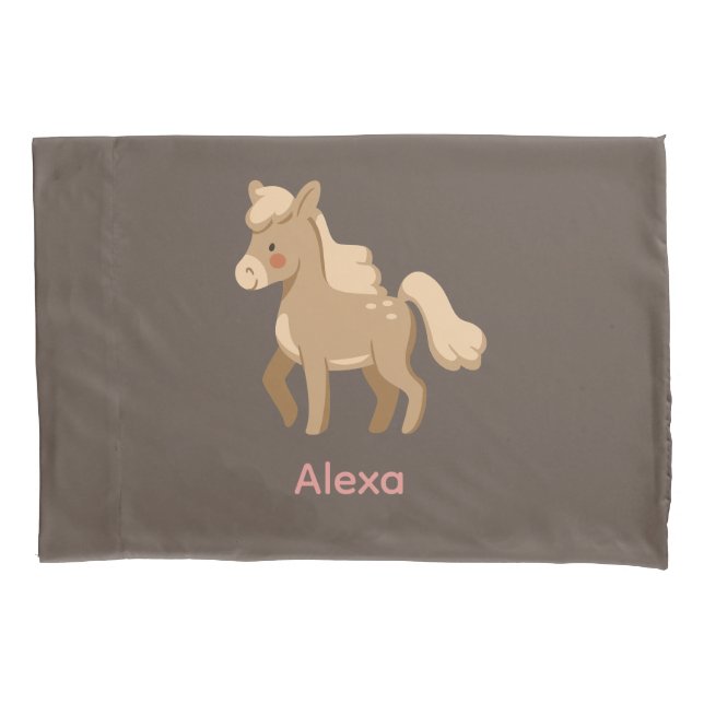Personalized Monogrammed Pony Horse Girl  Pillowcase (Front)