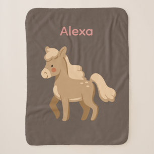 Personalized Monogrammed Pony Horse Girl Sherpa Blanket