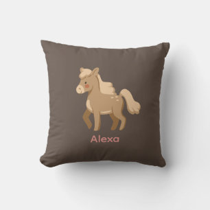 Personalized Monogrammed Pony Horse Girl  Throw Pillow