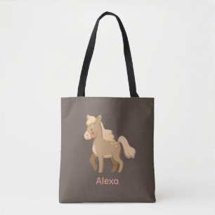 Personalized Monogrammed Pony Horse Girl Tote Bag