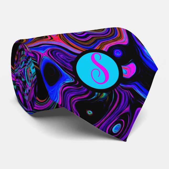 Personalized Monogrammed Purple and Black Tie (Rolled)